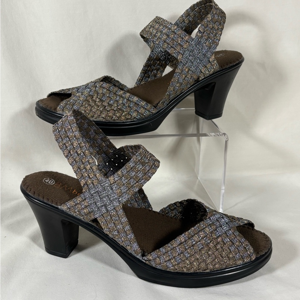 bernie mev BM Lizette Gold Pewter Slingback Heels Sandals W’s SZ EU 40/US 9.5-10